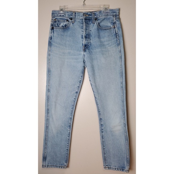Re/Done Originals Double Needle Crop Jeans Button Fly 29 Made USA Light Wash - Picture 1 of 16